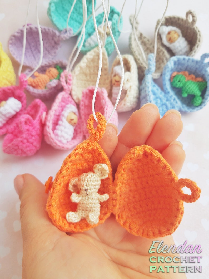 Set of 3 crochet patterns: egg pendant with bunny, baby and dinosaur easter crochet pattern, amigurumi toy pattern, crochet animal,Elendan zdjęcie 7