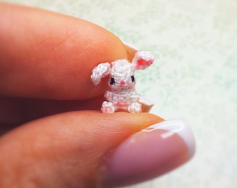 Micro crochet bunny, dollhouse miniature, miniature bunny, crochet bunny, miniature toy, mini rabbit, 1 12 scale, 1 144 scale, Elendan bunny