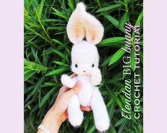 Patrón crochet conejito grande, patrón amigurumi, conejito amigurumi, patrón conejito crochet, patrón crochet pascua, muñeco crochet, conejitos Elendan