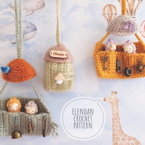 NO SEW Gehäkeltes Zwergenhaus - klappbare Puppenhaus-Halskette/Handtasche (Zwergmuster, Amigurumi-Muster, Häkelmuster, Lebkuchenhaus, Elendan)