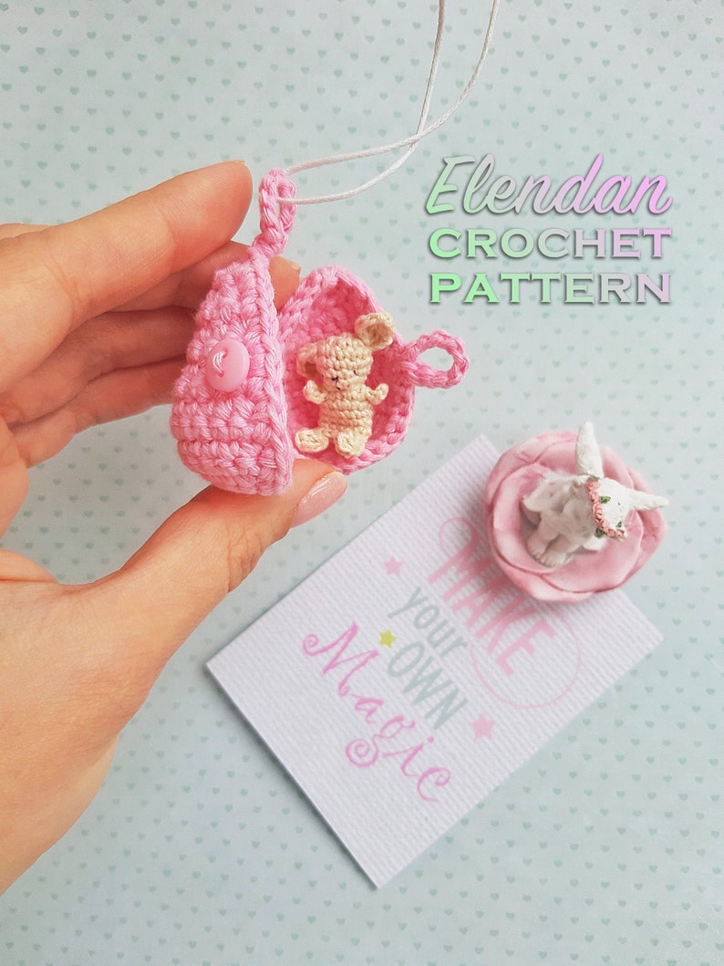 Set of 3 crochet patterns: egg pendant with bunny, baby and dinosaur easter crochet pattern, amigurumi toy pattern, crochet animal,Elendan zdjęcie 4