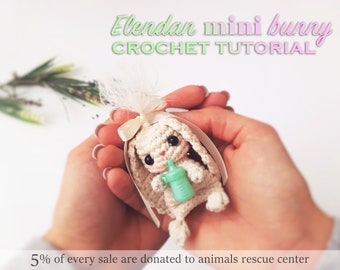 Miniature crochet bunny pattern (easter pattern,easter bunny,crochet doll,amigurumi bunny,rabbit crochet pattern,amigurumi pattern, Elendan)