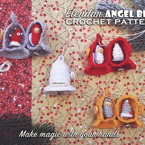 Christmas crochet pattern - bell with angel (christmas ornament,advent calendar,crochet angel,christmas tree crochet baubles,thread crochet)