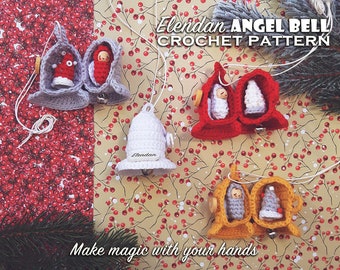 Christmas crochet pattern - bell with angel (christmas ornament,advent calendar,crochet angel,christmas tree crochet baubles,thread crochet)