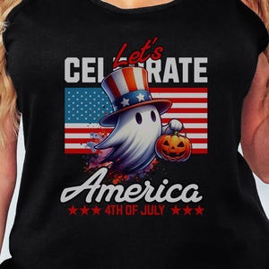 4th of July Summerween Ghost Women&#39;s Ideal Racerback Tank Summer Top Gift for Horror Lover
