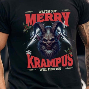 Merry Krampus T-shirt Unisex Heavy Cotton Halloween Tee, Gift for Best Friend