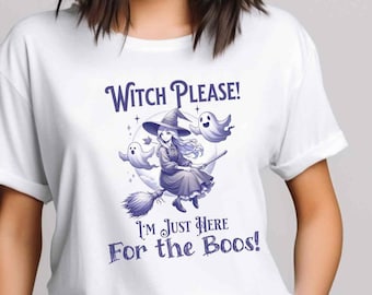 Witch Ghost Here for the Boos Shirt Unisex Heavy Cotton Tee, Halloween Lover Shirt