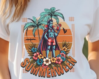 Summerween Vampire Vacation Tee, Halloween Shirt, Monster T-Shirt Gift for Horror Lover
