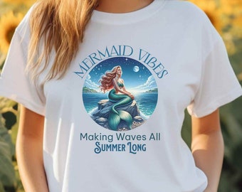 Mermaid Vibe Summer Shirt Unisex Heavy Cotton Tee Mom Shirt