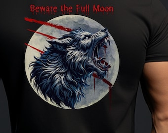 Werewolf Howling at the Moon Unisex Heavy Cotton Tee Horror Lover T-Shirt Halloween Tee