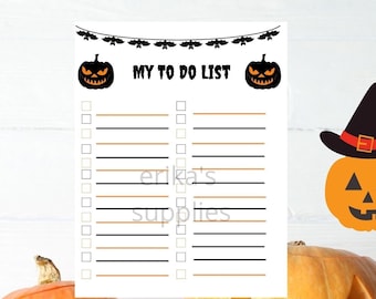 Halloween To do List/Minimalist to do list/Daily Schedule/Daily Planner PDF, JPG