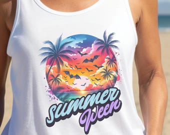 Summerween Vibes Beach Women's Ideal Racerback Tank Summer Top Gift for Horror Lover