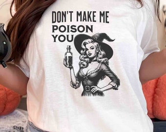 50年代のセクシーな魔女Tシャツ ユニセックス ヘビーコットン ハロウィンTシャツ 親友へのギフト