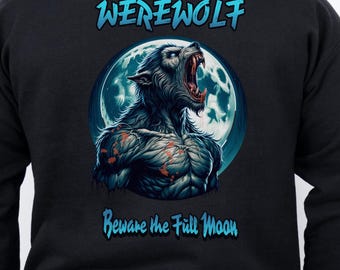 Werewolf Halloween Unisex Heavy Blend™ Crewneck Back Sweatshirt Halloween Monster Sweatshirt