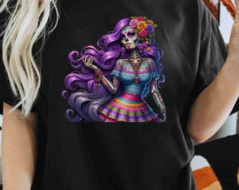 Sugar Skull Day of the Dead Shirt Unisex Heavy Cotton Skeleton Tee