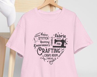 Crafting Sewing I Love T-Shirt Gift for Seamstress Quilter Unisex Heavy Cotton Tee