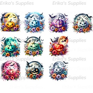 Pastel Halloween pompoenen illustraties bundel aquarel jack o lantaarns illustraties mooie pastel Halloween illustraties