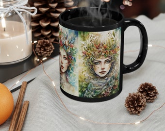 Forest Fairies Gift for Nature Lover 11oz Black Mug Gift for Mom