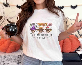 Cowmas Happy HalloThankMas  Unisex Heavy Cotton Tee, Most Wonderful Time of the Year