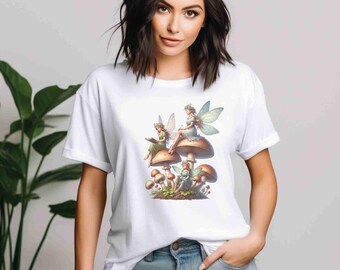 Mushroom Fairies Shirt Unisex Heavy Cotton Tee Gift for Mom T-Shirt