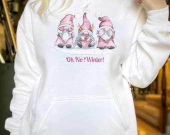 Oh No Winter Gnome Comfy and Warm Unisex Heavy Blend™ Hooded Sweatshirt