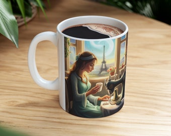 Woman Coffee Sewing Hot Chocolate Cup Mom Coffee Ceramic Mug 11oz Gift for Grandma