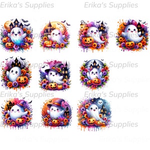 Halloween schattige spoken Clip Art bundel aquarel kleurrijke spoken illustraties mooie Halloween-illustraties-