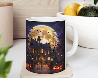 Haunted House Coffee Mug Hot Chocolate Cup Ceramic Mug 11oz Halloween Gift