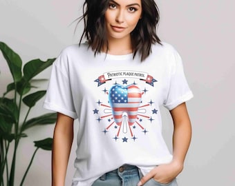 4th of July Proud American Dentist Shirt Unisex Heavy Cotton Tee, Dentist Hygienist Shirt