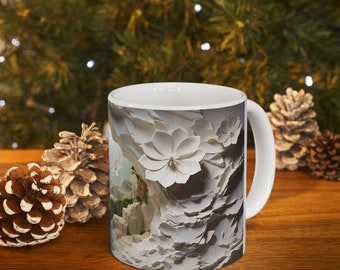 Flowers Hot Chocolate Cup Gift for Mom Coffee Ceramic Mug 11oz Gift for Mom
