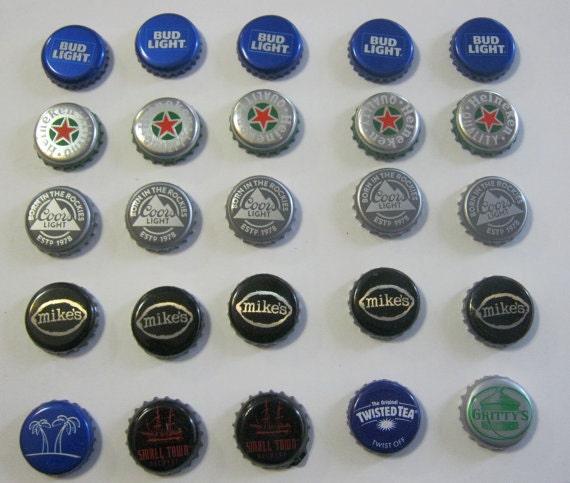 25 Various Beer Bottle Caps Craft Supplies Recycled Reuse Etsy
