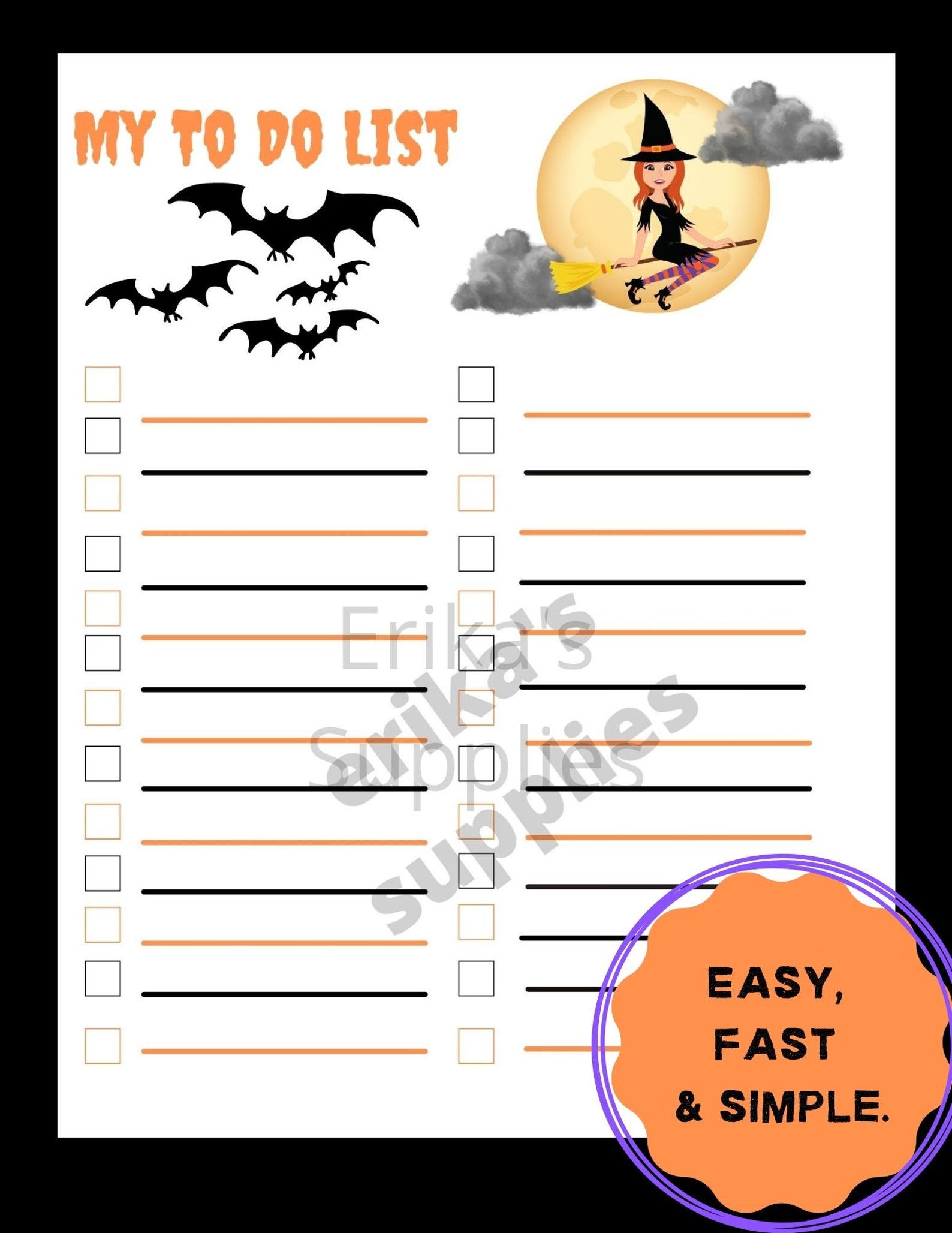 Halloween to Do List/minimalist to Do List/daily - Etsy