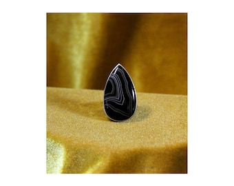 Black Banded Agate Ring US 7.5