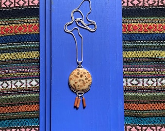 Leopardite Jasper and Sterling Pendant