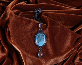 Hubei and Dinosaur Fossil Sterling Pendant