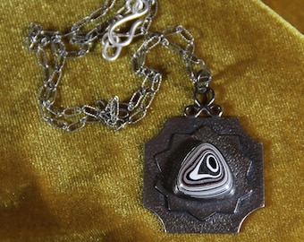 Fordite and Sterling Pendant