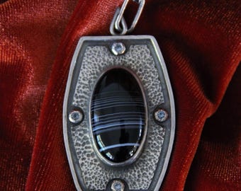 Banded Agate Shield Pendant