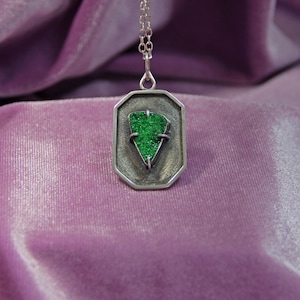 Uvarovite Garnet and Sterling Pendant 01