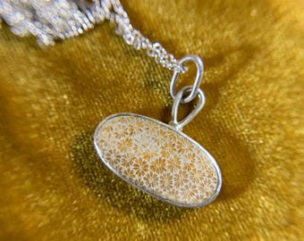 Coral Fossil Sterling Silver Pendant