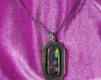 Aura Opal and Sterling Pendant