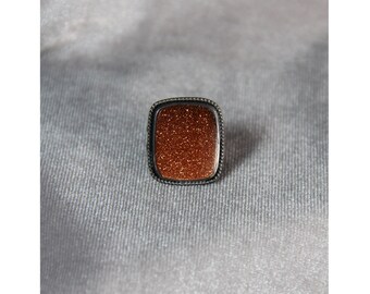 Goldstone Silver Ring US 5