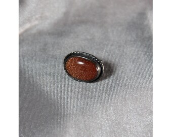 Goldstone Silver Ring US 5.5