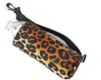 Leopard, Animal Print, Hook On Bottle Carrier, Water Bottle Cooler, 16 oz, Bottle Coolie, Coozie, Beverage Holder, Leopard Print, Fitness