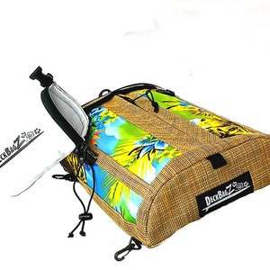 Paddleboard Deck Bag, Tropical Hawaiian Print Blue, Green Floral, Free dry bag