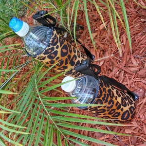 Leopard, Animal Print, Hook On Bottle Carrier, Water Bottle Cooler, 16 oz, Bottle Coolie, Coozie, Beverage Holder, Leopard Print, Fitness image 2