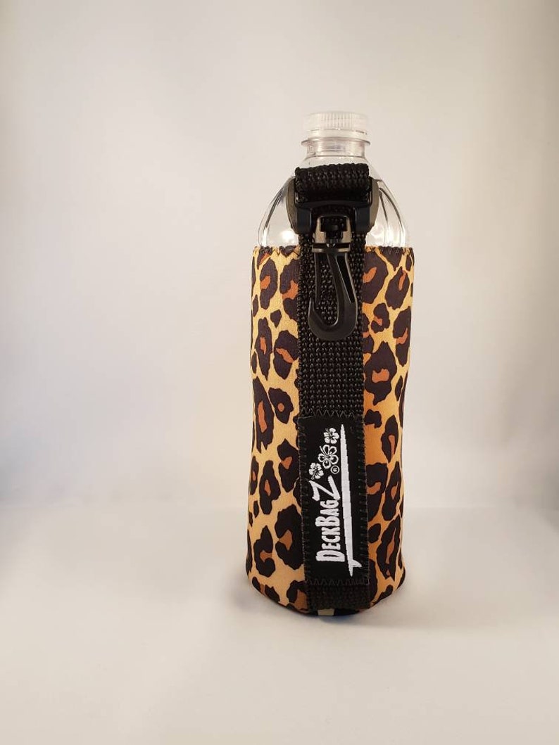 Leopard, Animal Print, Hook On Bottle Carrier, Water Bottle Cooler, 16 oz, Bottle Coolie, Coozie, Beverage Holder, Leopard Print, Fitness image 4