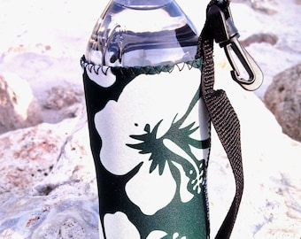 Hibiscus Neoprene Water Bottle Cooler, Insulated Drink Holder