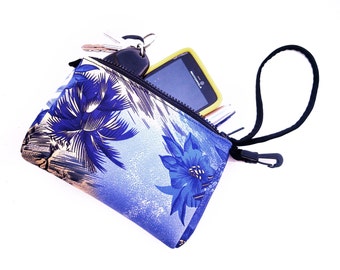 Wristlet, Purse, Purple, Handbag, Beach, Surf Style, Tote, Bags, Pouch, Accessories, Neoprene, Floral, Hawaiian, Coastal, Tropical, Gifts
