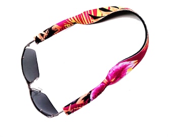 Neoprene Sunglass Strap: Pink Hawaiian Floral Eyeglass Retainer