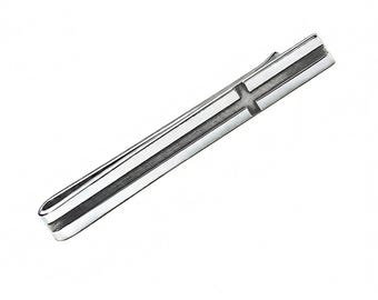 Personalized Cross Tie Clip In Sterling Silver - Hypoallergenic -Gifts for Usher - Wedding Gift